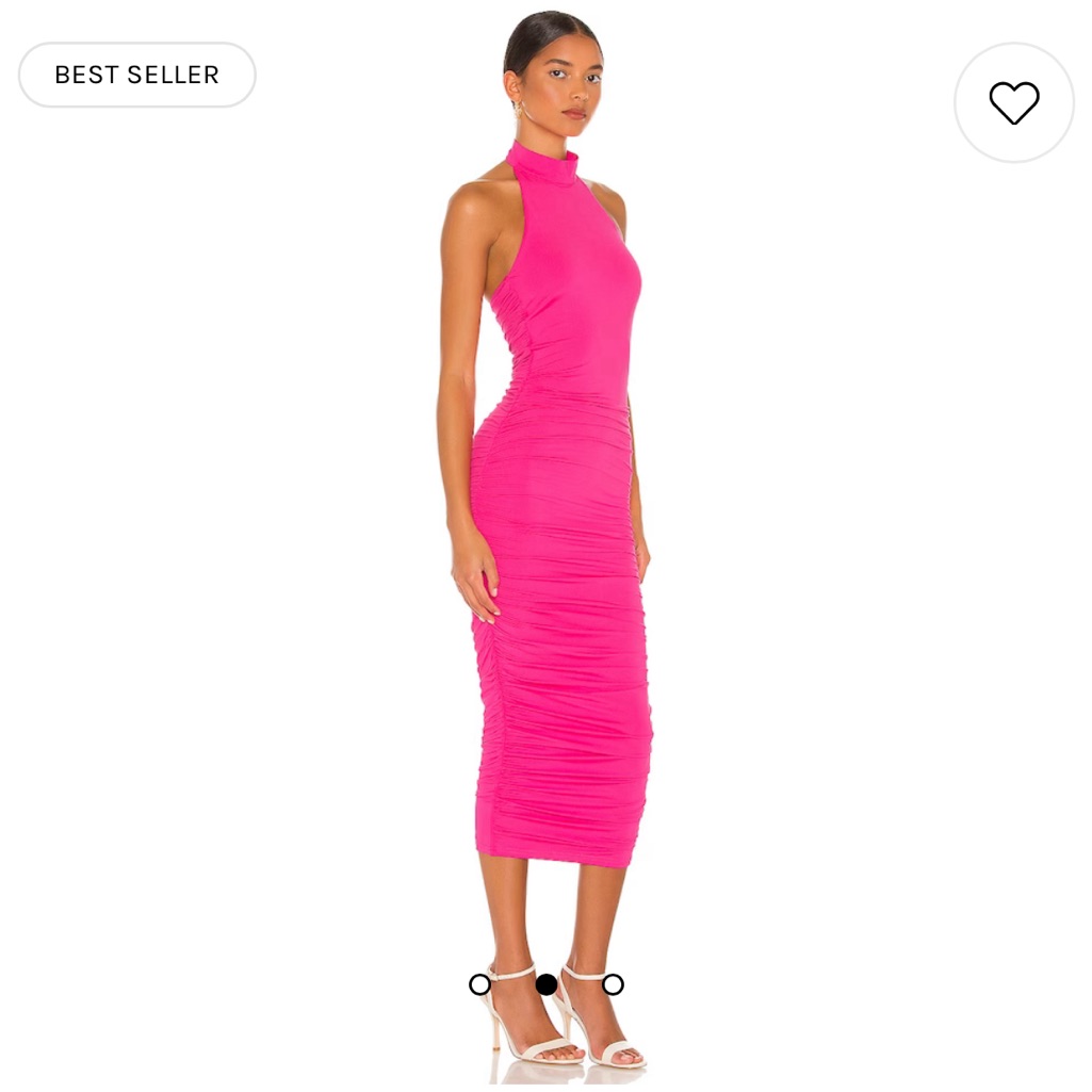 Pink High Neck Midi Dress